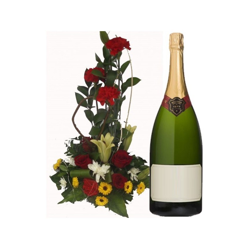 Composition florale Bouliki + Champagne