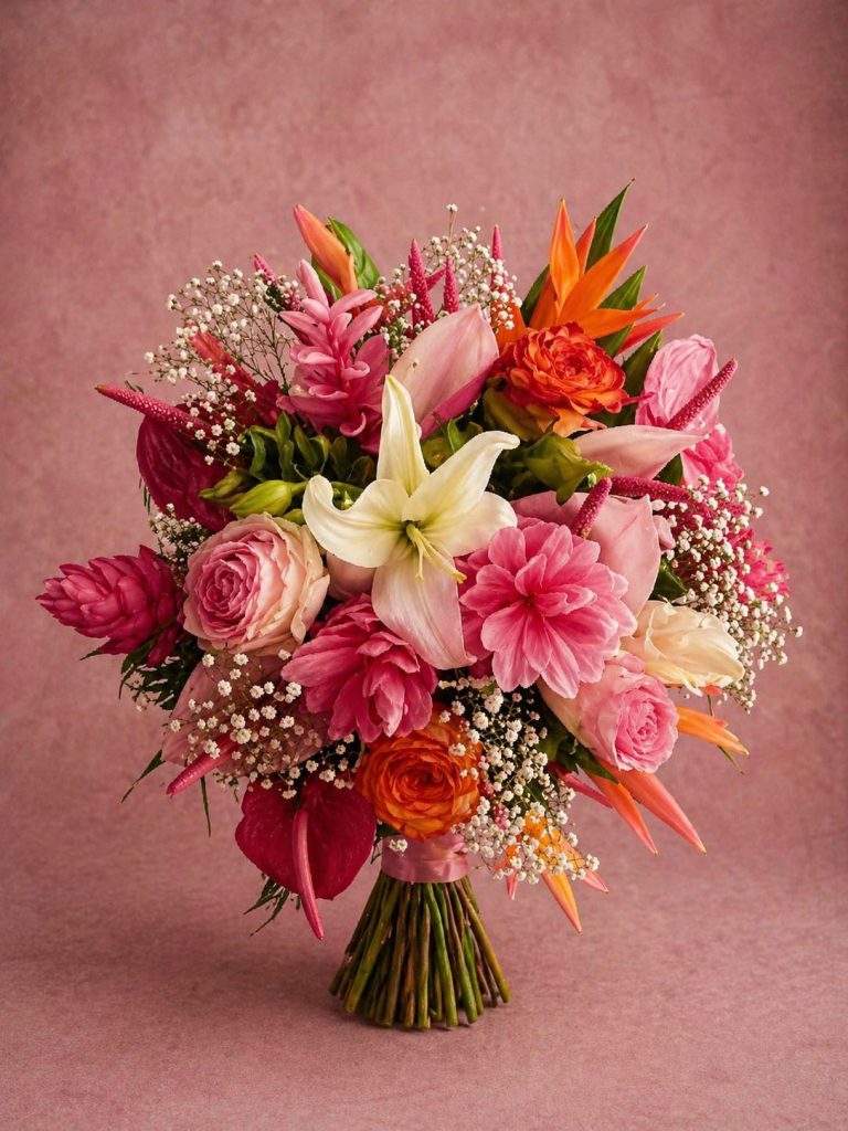 bouquet rond métisse